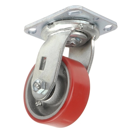 4 Polyurethane Wheel, Heavy Duty Swivel Plate Caster, 600 Lb. Capacity